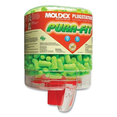 Moldex 6844 PlugStation Earplug Dispenser, Disposable Plastic Bottle, Foam Earplugs, Bright Green, Pura-Fit