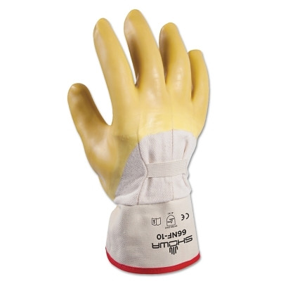 SHOWA 66NF10 66NF General Purpose Latex Coated Gloves, Large, White/Natural