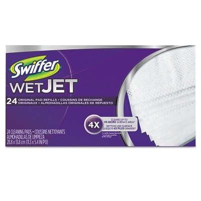 Swiffer 08443 WetJet System Refill Cloth, 11.3 in x 5.4 in, White, 24/Box