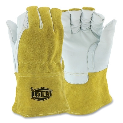 Ironcat 6143/M MIG/TIG Welding Gloves, Premium Top Grain Goatskin Leather, Medium, Brown, Gauntlet Cuff, Fleece Lining