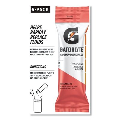Gatorade 05284 Gatorlyte Rapid Rehydration Powder Sticks, Cherry Lime, 16.9 oz, 6 sticks/PK, 8PK/CA