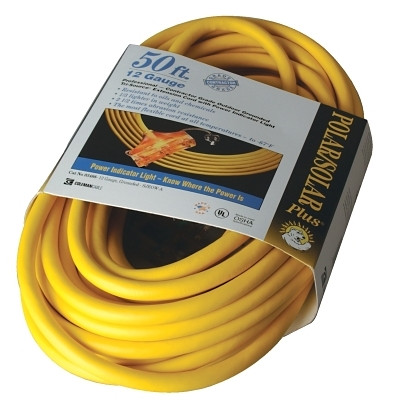 Southwire 3488SW0002 Tri-Source Polar/Solar Plus Multiple Outlet Cord, 50 ft, 3 Outlets, Yellow