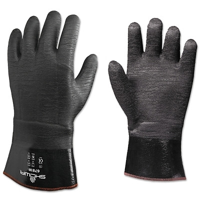 SHOWA 6781R10 Insulated Neoprene 12" Gauntlet Glove, Black, Rough, Large