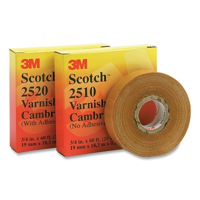 Scotch 7000031578 Varnished Cambric Tape 2510, 3/4 in x 60 ft, Yellow