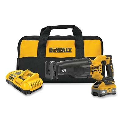DeWalt DCS384WW1 Cordless Reciprocating Saw, 20 V, 8.0 Ah Battery Cap, Lithium-ion, 1-1/8 in L Stroke, Incl DCS384/Batt/Chrgr/Blade/Bag