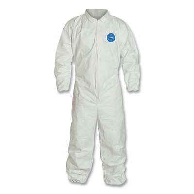 DuPont Tyvek TY125SWH3X0006G1 Tyvek 400 Coveralls, Serged Seams, Collar, Elas Waist, Open Wrists/Ankles, Front Zip, Storm Flap, WH, 3XL. RCQ