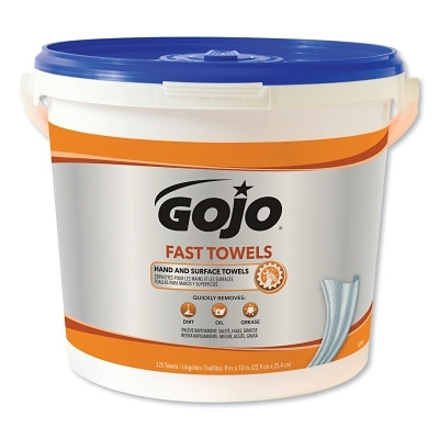 Gojo 629902 FAST WIPES Hand Cleaning Towels, Citrus, Wet Wipe Bucket, 225