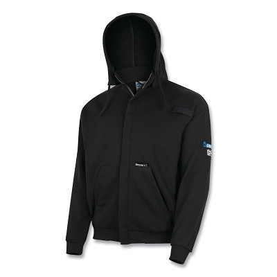 OBERON ZFC207-3XL FR/Arc-Rated Hoodie, ZFC207, Zipper-Front, Attached Hood, Cotton Fleece, 3X-Large, Black