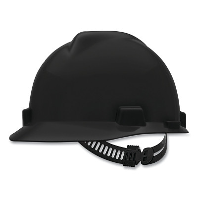 MSA 475235 V-Gard Protective Cap-Style Hard Hat, Slotted, Staz-On Suspension, Standard Size, Black