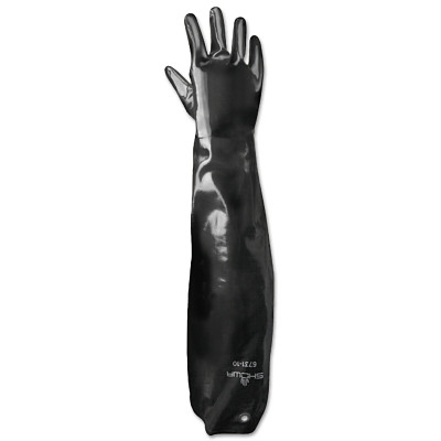 SHOWA 673110 Neoprene Shoulder Length Chemical Protection Gloves, 6731, 31 in L, Smooth, Large, Black
