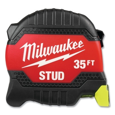 Milwaukee Tool 48-22-1435 STUD Tape Measure, 35 ft, SAE, Two-Sided Printing, Hi-Vis Blade, Red/Black