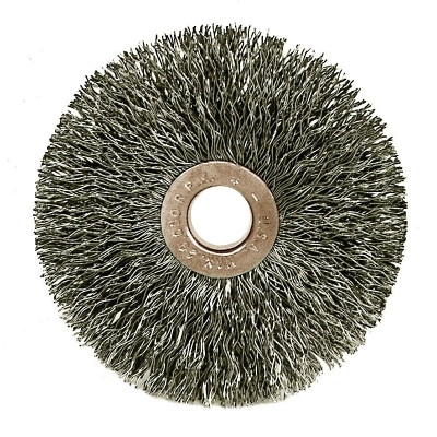 Weiler 16973 Copper Center Wire Wheel, 3 in D x 5/8 in W, .014 Stainless Steel, 20,000 rpm