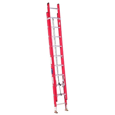 Louisville Ladder FE3220 FE3200 Series Fiberglass Channel Extension Ladder, 20 ft L, Type IA, 300 lb Load Capacity