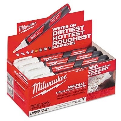 Milwaukee Tool 48223711 INKZALL Liquid Paint Marker, Acrylic Nib, White