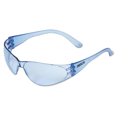 MCR Safety CL113 Checklite CL1 Frameless Safety Glasses, Polycarbonate Light Blue Lens, Duramass, Light Blue Polycarbonate Temples