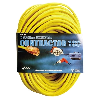Southwire 025880002 Vinyl Extension Cord, 50 ft, 1 Outlet, Yellow