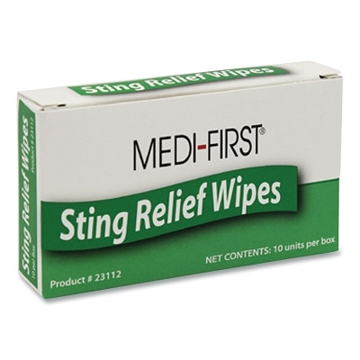 Medi-First 23112 Sting Relief Wipe, Benzocaine/Isopropyl Alcohol