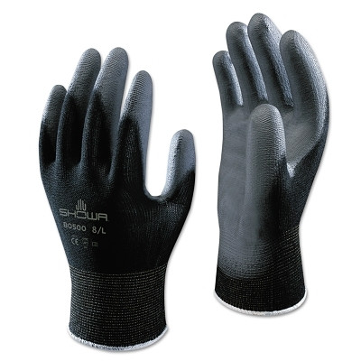 SHOWA BO500BM Hi-Tech Polyurethane Coated Gloves, Medium, Black/Gray