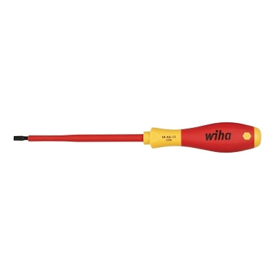 Wiha Tools 32015 SoftFinish Insulated Screwdriver,  Slotted, 8 in L 1000 volt Certified