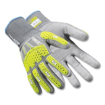 HexArmor 3013IMP-L Helix IMP Impact Gloves, 3013IMP, A6 Cut, Large, Gray/Hi-vis Yellow
