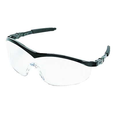 MCR Safety ST110 ST1 Series Protective Eyewear, Clear Lens, Scratch-Resistant, Black Frame, Nylon