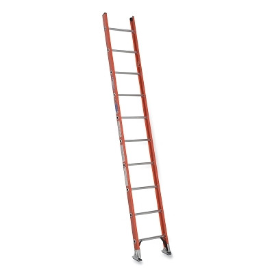 Werner D6210-1 Fiberglass D-Rung Straight Ladder, D6210-1, Type IA, 10 ft L, 13 ft Reach, 19 in W, 300 lb Load Capacity, Orange