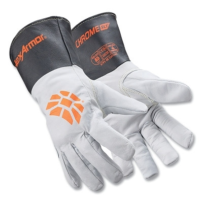 HexArmor 4062-XL Chrome SLT Cut-Resistant Gloves, 4062, A5 Cut, X-Large, White/Orange/Black