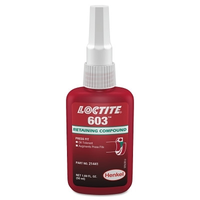 Loctite 231099 603 Retaining Compound, Oil Tolerant, 50 mL Bottle, Green, 3770 psi