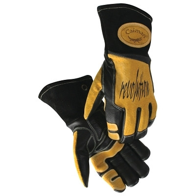 Caiman 1832XL Revolution Welding Gloves, Cow Grain Leather, X-Large, Black/Gold