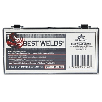 Best Welds 932145175 Glass Magnifier Plate, 2 in x 4.25 in, 1.75 Diopter, Clear