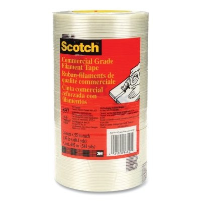 Scotch 7000123442 Filament Tape, 897, 0.94 in W, 60 yd L, 5 mil Thick, Clear