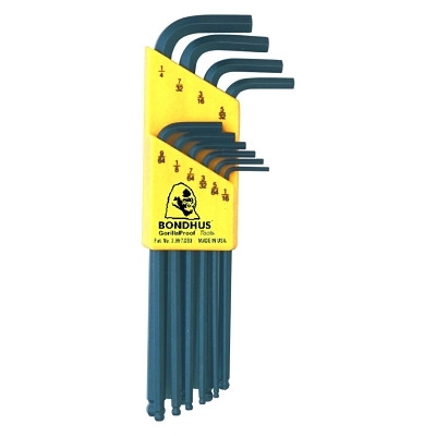 Bondhus 10938 Ball End L-Wrench Set, ProGuard Finish, 1/16 in to 1/4 in, SAE, 10-Pc Set