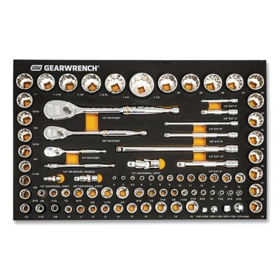 GEARWRENCH 86529 90T Modular Mechanics Tool Set w/EVA Foam Tray, Metric/SAE, 1/4 in, 3/8 in, 1/2 in 6-Point, 83-Pc