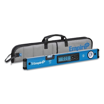 Empire Level E10524 TRUE BLUE Digital Box Level, Auto-Calibrated, Non-Magnetic, 24 in L, 2 Vials, Includes 2 AA Batteries/Case