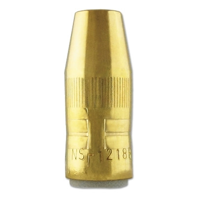 Bernard NS1218B Centerfire MIG Nozzle, 1/8 in Recess, 1/2 in Bore, For T Series Tip, Brass