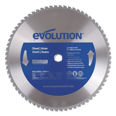 Evolution 15BLADEST Industrial Saw Blade, 15 in, 1 in Arbor, 1600 rpm, 70 Teeth