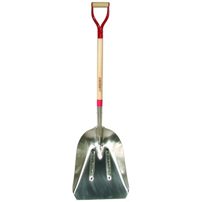RAZOR-BACK 53173 Aluminum Scoops, 19.75 x 15.25 Blade, 36 in White Ash Steel D-Grip