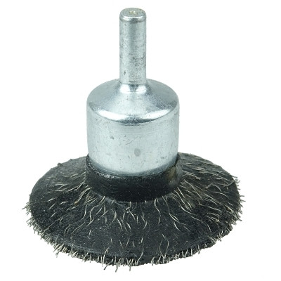 Weiler 35233 Polyflex Extra Heavy Duty Stem-Mounted Flared End Brush, Steel, 2 in dia, 2 in wire, 20000 RPM