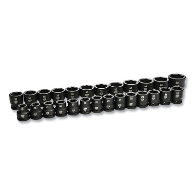 GEARWRENCH 84031 Impact Socket Set, 3/4 in Dr, 6-point, Metric, 19 mm to 50 mm, 26-Pc Standard Length, Incl Blow Mold Case