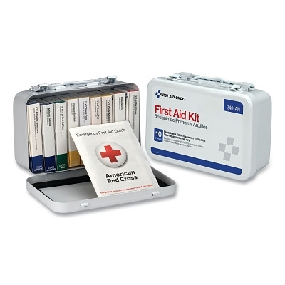 First Aid Only 240-AN 10 Person OSHA Bulk First Aid Kit, Metal Case, Wall Mount, Carry Handle