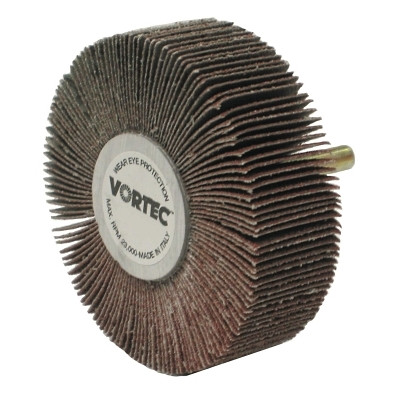 Weiler 30726 Wolverine Mounted Flap Wheel, Unthreaded, 1/4 in dia Stem x 3 in dia x 1 in W, 60 Grit, 23000 RPM