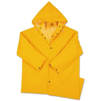 Anchor Brand 4148S 48 in Raincoat with Detachable Hood, 0.35 mm, PVC over Polyester, Yellow, Small