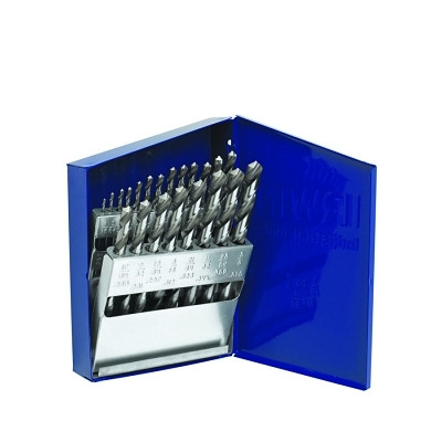 Irwin 60221ZR High Speed Steel Drill Bit Sets, 1/16 in - 3/8 in Cut Dia., Metal Case, 21/Set