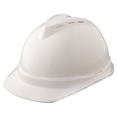 MSA 10034018 V-Gard 500 Protective Caps and Hats, 4 Point Fas-Trac, Vented Cap, White
