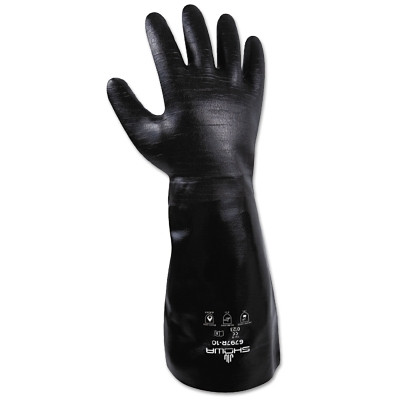 SHOWA 6797R10 Neoprene Elbow-Length Gauntlet Gloves, Rough, Large, Black