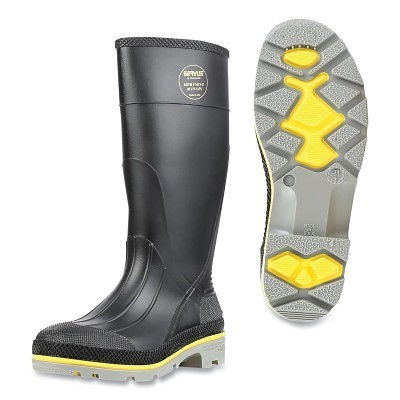 Servus 75109-100 XTP XTRA TRACTION Boots, Steel Toe, Size 10, PVC, Black/Gray
