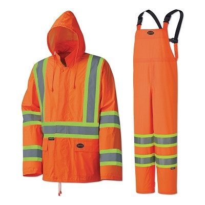 Pioneer V1080150U2XL 5598U/5599U 2-Piece Hi-Vis Lightweight Waterproof Suit, 0.35 mm, Hi-Vis Orange, 2XL