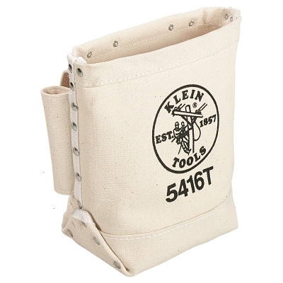 Klein Tools 5416T Bull-Pin and Bolt Bag, 3 Compartments, 10 in X 5 in, No 4 Canvas