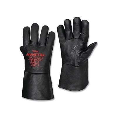 Tillman 45XL MIG Welding Gloves, 45 Onyx, Top Gr Pigskin, Thumb Strap Reinforcement, XL, Black, 4 in Cuff