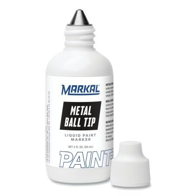 Markal 84623 Ball Paint Marker Non-Drip Paint, Black, 1/8 in Tip, Metal Ball Point
